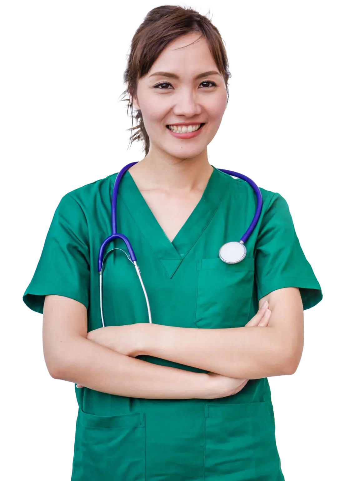 Clinician in scrubs